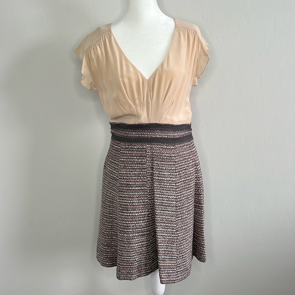 REBECCA TAYLOR Cloudy Grey Combo Dress 8